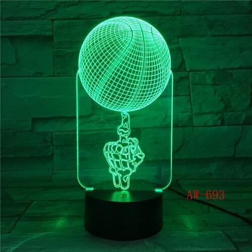 Skeleton Basketball 3D Lamp 7 Color Led Night Lamps For Kids Touch Led USB Table Lampara Lampe Office Light AW-693