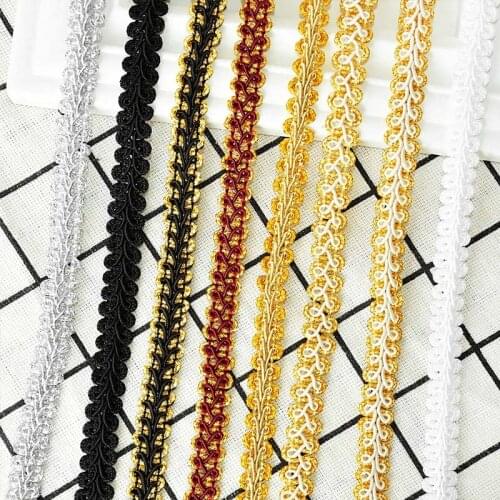 5 Yards Gold Trim Sewing Lace Macrame Braided Lace Ribbon for DIY Clothes Sewing Craft Supplies Home Needlework Decor