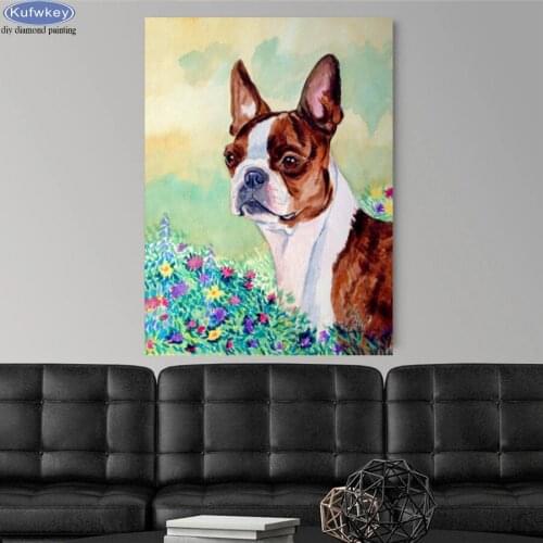 5D diamond painting cross stitch Kit Boston terrier diamond Pattern mosaic embroidery for children puzzles diamond embroidery