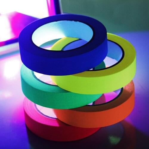 6pcs/Set UV Gaffer Fluorescent Tape Blacklight Reactive Glow In The Dark Tape Neon Cloth Tape Safety Warning Home Decoration