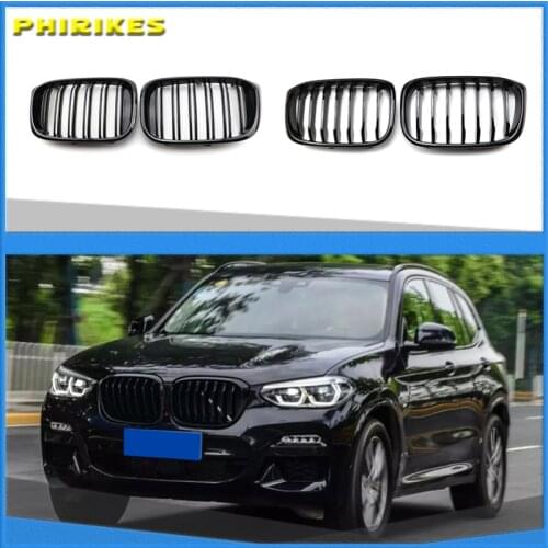Car Gloss Black Front Hood Kidney Grille Grill For-BMW X3 X4 G01 G02 2018-2020