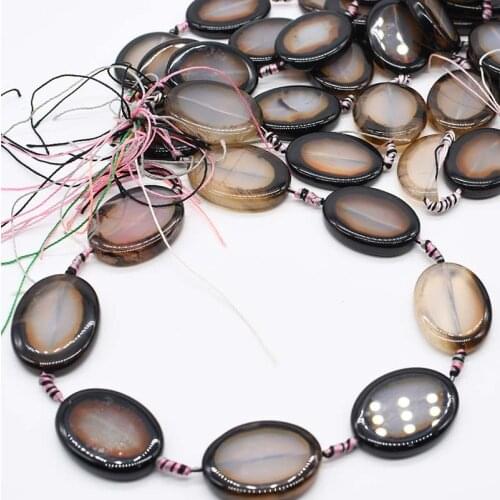 1 strands/lot Oval Black binding agate natural stone beads For DIY Necklace Bracelet Jewelry Making 15" Free Shipping