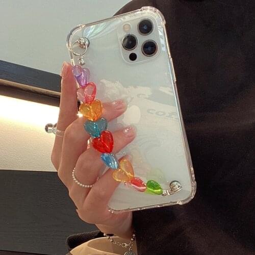 3D Color Love Heart Bracelet wrist case For Xiaomi Redmi 8A 9A 9C NOTE 9 9S PRO 9T 8 10 8T 7 K20 K40 Transparent Soft Cover