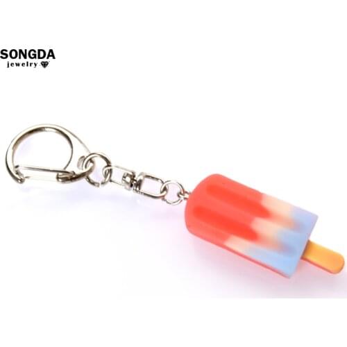 Colorful Ice Cream Keychain Mini Popsicles Resin Pure and Fresh Fade Diverse Color Keyring for Kids Girl Making Jewelry DIY Gift
