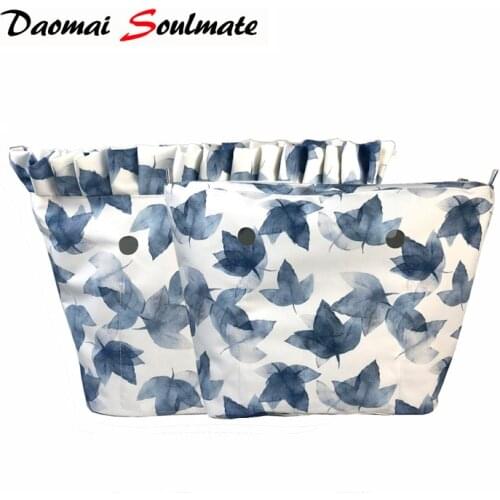 Floral Border Canvas Lining Insert inner Zipper Pocket fit for O bag Obag for silicon bag women handbag accessories