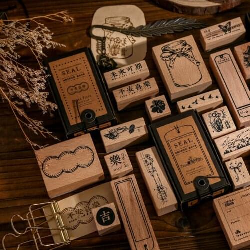 3Pcs Vintage Butterfly Mushroom Label Decoration Stamp Wooden Rubber Stamps For Scrapbooking Stationery DIY Craft Standard Stamp