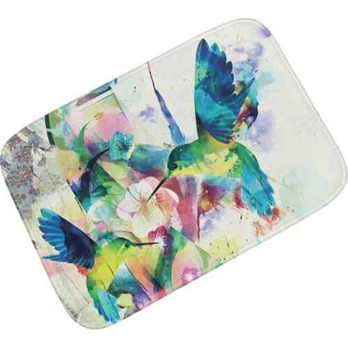 Fantastic Doormat Abstract Art Colorful Bird Hummingbird Flower Door Mat Rug Carpet Watercolor Painting Bathroom Mats Home Decor