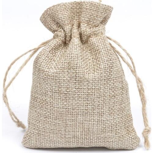 Ferimo 10pcs Linen bundle pocket 9x12 cm lock jewelry culture storage bag wedding candy gift bag