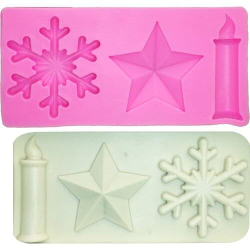 M1088 DIY Snowflake Star Candle Chocolate Mold Silicone Fondant Mold For Cake Decorating Baking Tools Kitchen Accessories