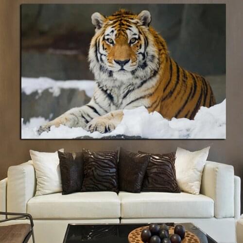 Modern Jungle Wild Tiger Landscape Oil Painting Print on Canvas Pop Art Animal Wall Picture for Living Room Sofa Modern Decor