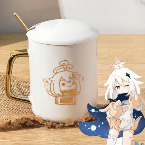 Anime Genshin Impact cosplay Paimon Ceramic Mug Cup Men Women Cup Student Cartoon Water Hot stamping Coffee Cup Daily Gifts