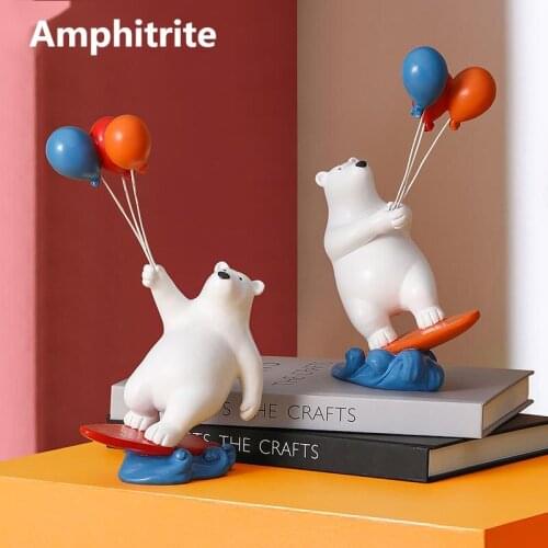 Creative Surf Bear Modern Resin Statues Home Garden Decoration Miniature Sculpture Table Ornaments Home Decorative House