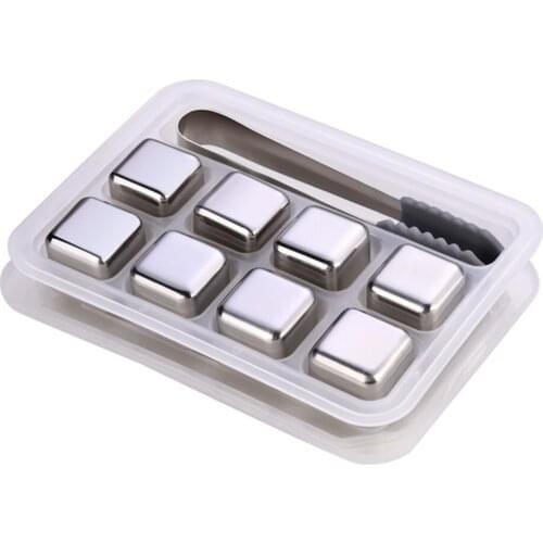 1 Box Stainless Steel Ice Cubes 304 Metal Quick-Frozen Ice Wine Stone Ice Granules Ice Clips Ice Hockey Whiskey