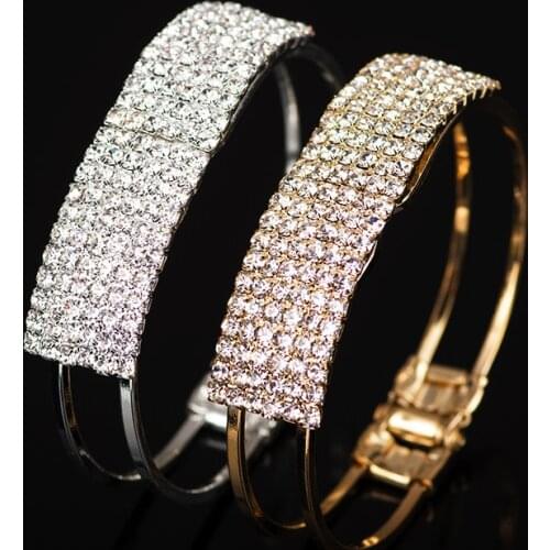 Statement Rhinestone Finger Ring Bracelets for Women Pulseras Mujer Wedding Crystal Bowknot Bangle Charm Femme Jewelry 2020