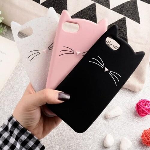 For iPhone 7 8 Plus Cute 3D Cartoon Silicone Case Cat Beard Protective Cover Shell on For iPhone 6 6s Plus 5 5s Back Protection