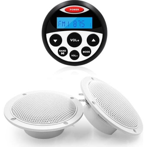 Boat Audio System Marine Bluetooth Stereo Receiver Radio FM MP3 Player+4inch Waterproof Marine Speaker For ATV Yacht Motorcycle