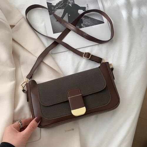 Fashion Scrub PU Shoulder Purse Ladies Flap Messenger Bag Hit Color Elegant Women Street Commuter Handbag