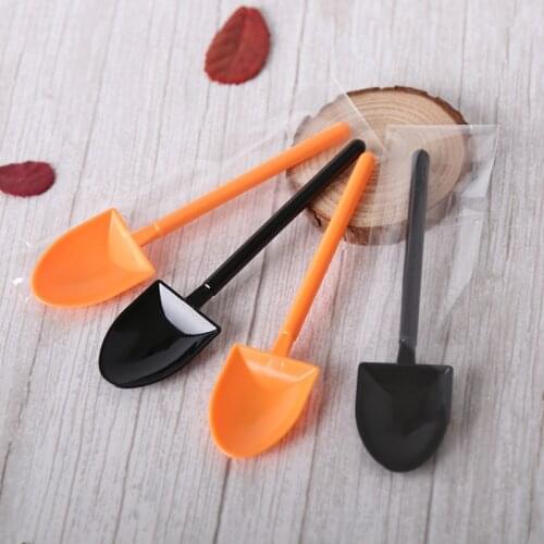 500pcs 12cm thick disposable plastic pudding cake mousse scoop, orange,black hard dessert scoop Ice cream scoop