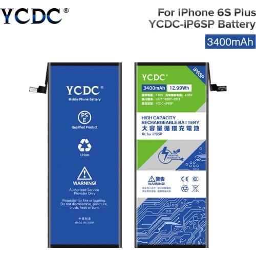 YCDC 3.82V 3400mAh High Capacity Phone Relacement Battery For Apple iPhone 6S Plus 6S+ 6SPlus Rechargeable Lithium batteries