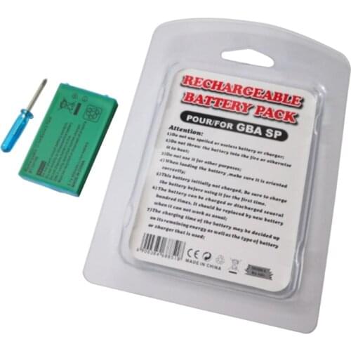 Rechargeable Lithium-ion Battery Pack Compatible with GBA SP, 3.7V, 850mAh, Comes with Screwdriver