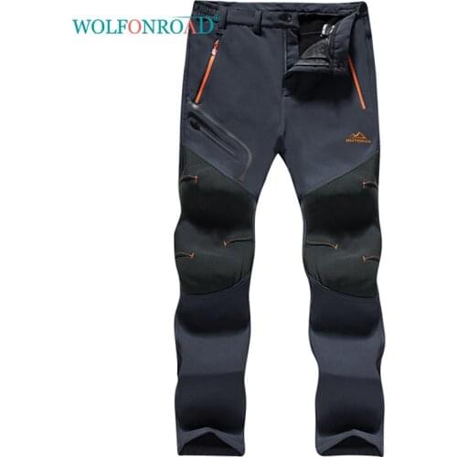 WOLFONROAD Winter Outdoor Softshell Pants Mens Fleece Warm Skiing Snowing Trousers Waterproof Windproof Tactical Work Pants