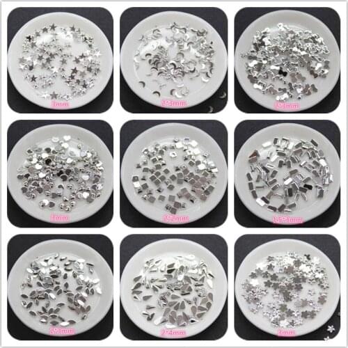 2000pcs 3mm Shiny Silver Color Acrylic Rhinestone Star/Moon/Heart/Drop Flatback Cabochon Art Supply Decoration Charm Craft DIY