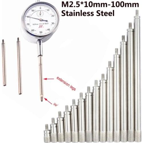 Stainless Steels Extension Legs for Indicator Extension Stem Rods For Dial Indicators Probe Connecting Rod HSS M2.5*10mm-100