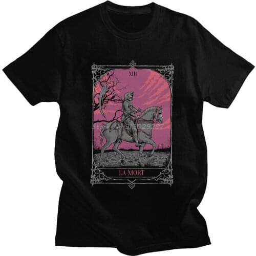 Vintage Lady Of Holy Death Tarot Card T Shirt Men Occult Grim Reaper T-Shirt Cotton Tshirt Halloween Santa Muerte Tee Tops
