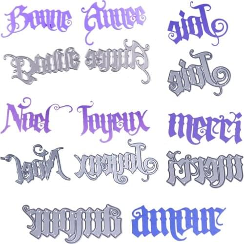 WYSE French Word Dies Christmas New Year Alphabet Metal Cutting Dies Letter Craft Die Cut for Scrapbooking Paper Card Template