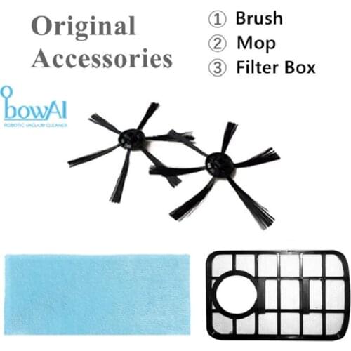Bowai Robot Vacuum Cleaner Replacement Parts Suitable for Bowai Robot Filter Dust Box, Brush, Mop Extra Accessories Set
