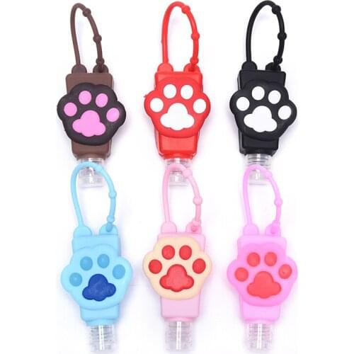 1pc 30ml Mini Empty Bottle Traveling Refillable Bottle Silicone Protective Cover Hand Sanitizer Sub Bottle Bear Paw Shape