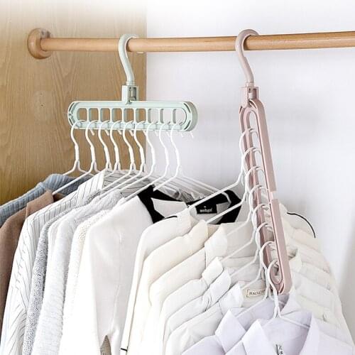 1pcs 9 Holes Clothes Coat Hanger Organizer Multi-port Support Drying Racks Plastic Cabinet Storage Rack Hangers for Clothes