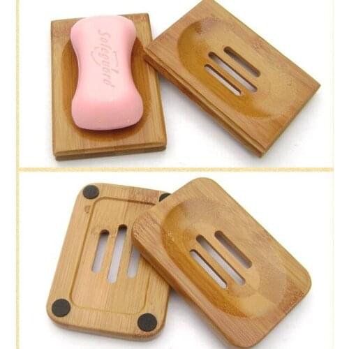 100PCS Natural Bamboo Wooden Soap Dish Wooden Soap Tray Holder Storage Soap Rack Plate Box Container for Bath Shower Bathroom