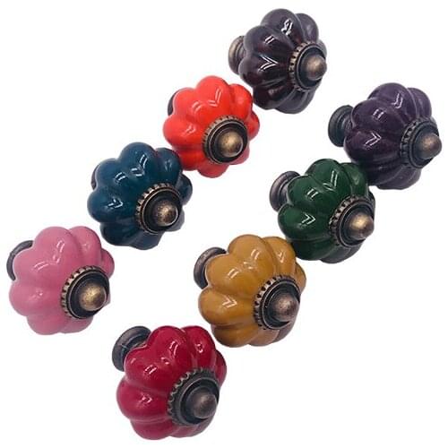1x Blue white Red Green Pumpkin Shape Ceramic Drawer Pull Furniture Knobs Ceramic Closet Cupboard Door Knobs