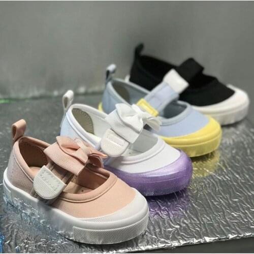 2021 New Style Childrens Shoes Mini Melissa Princess Bow Shoes Girls fashion Canvas shoes Sneaker Kids boy Casual shoes
