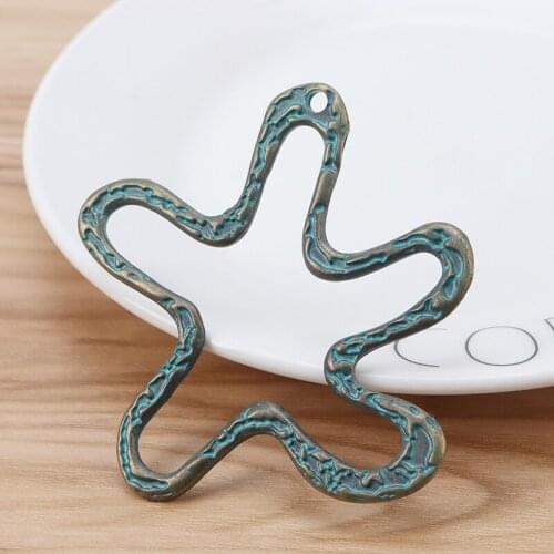 5 Pieces Green Verdigris Patina Large Open Flower Charms Pendants for Necklace Jewellery Making Findings 70x70mm