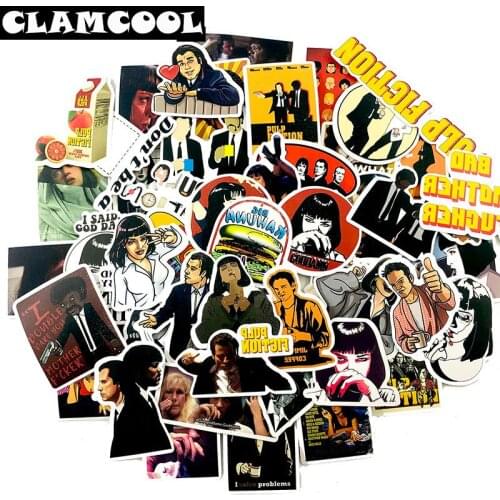 50Pcs Classic American PC Pulp Fiction Series Sticker For Skateboard Guitar Motorcycle Refrigerator Washing Machine Laptop