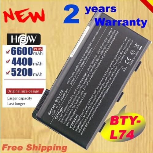 HSW 5200mAh 6 Cells laptop battery For MSI CX620 A6205 CX500 CR630 CX623 BTY-L74 BTY-L75 fast Shipping