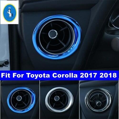 Car Accessories Air Conditioner AC Outlet Vent Ring Cover Trim Fit For Toyota Corolla 2017 2018 Stainless Steel Interior Kit