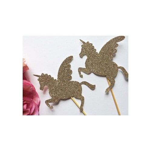 Glitter Unicorn Cupcake Toppers Bachelorette wedding bridal Shower birthday tea party treat food picks decoration BT002