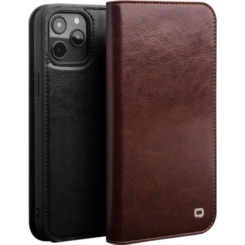 QIALINO Luxury Case for iPhone 12 Pro Genuine Leather Fashion Flip Cover for iPhone 11 pro XR X XS Max 7 8 Plus SE2020 Card Slot