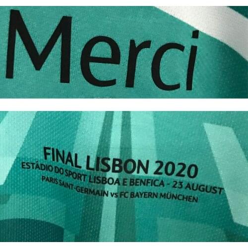 Final Lisbon 2020 Match Details Patch and Merci Patch Heat Transfer Iron on Soccer Badge