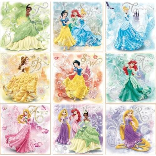 Square Full Diamond Embroidery Painting Disney Cartoon Princess Series Cross Stitch Resin Round Diamond Painting Home Decor