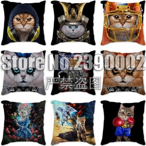 Cute Cat Print Decorative Cushions Pillowcase Polyester Cushion Cover Throw Pillow Sofa Living Room Decoration Pillowcover Car