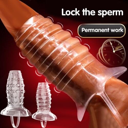 Reusable Condoms Silicone Penis Sleeve Clitoris Stimulation Sex Toys for Couples Textured Extender Erection Condoms Erotic Toys