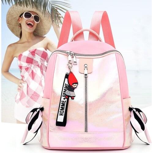 Fashionable big bookbags school bags for teenage girls usb large pink backpack women pu leather colored jelly beach bag travel