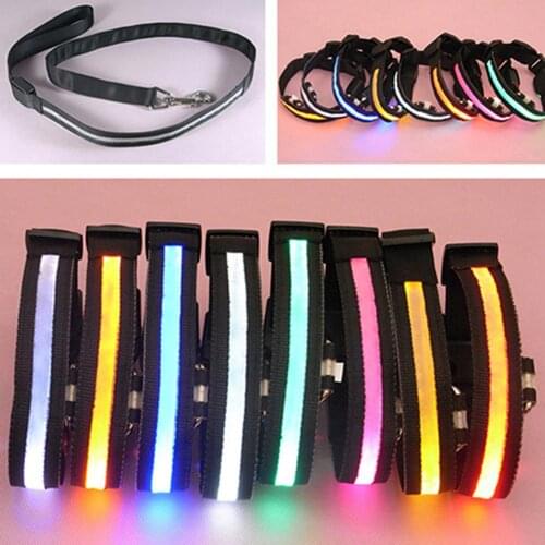 Pet Dog Puppy Nylon Glow in the Dark Collar LED Light Soft Adjustable Neck Strap Pet Harnesses Leads Dog Supplies easy to wear