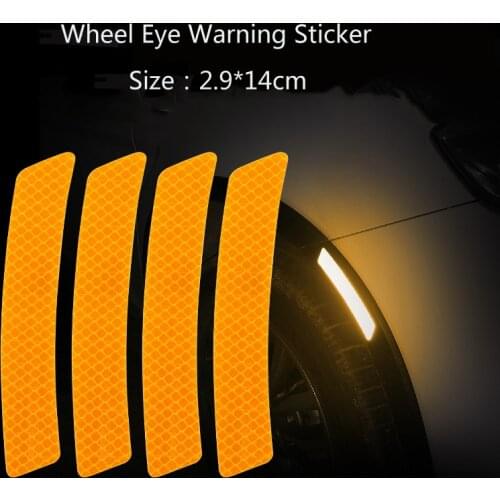 Car Wheel Rim Eyebrow Sticker/Car Door Open Reflective Sticker Car Decal DIY Warning Car Styling Night Warning Tape Red Yellow