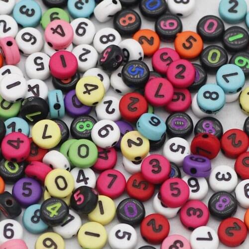 4x7MM Flat Round Digital Acrylic Mixed Numbers Loose Spacer Beads For Jewelry Making Handmade DIY Bracelet Necklace Accessories