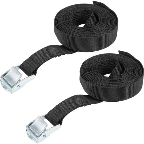 Uxcell 3.5M x 25mm Lashing Strap Cargo Tie Down Straps Buckle Up to 80Kg, Black, 2Pcs
